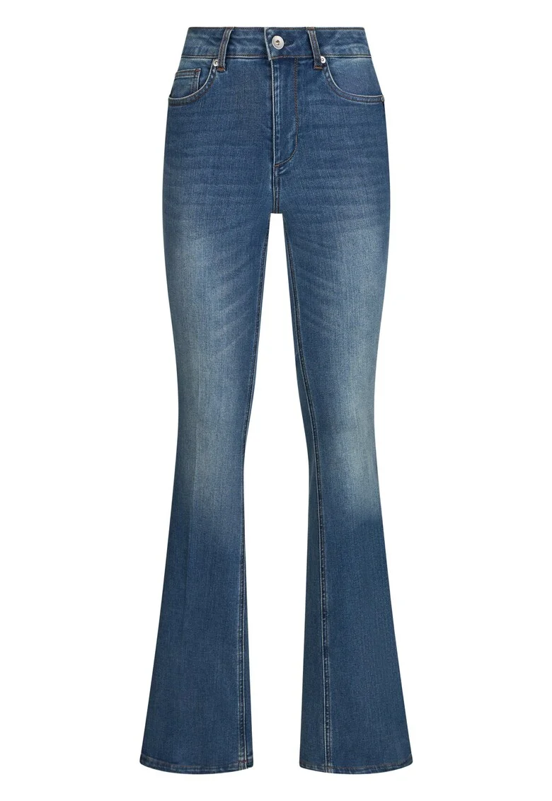 Blugi bootcut cu talie inalta si buzunare, Albastru inchis
