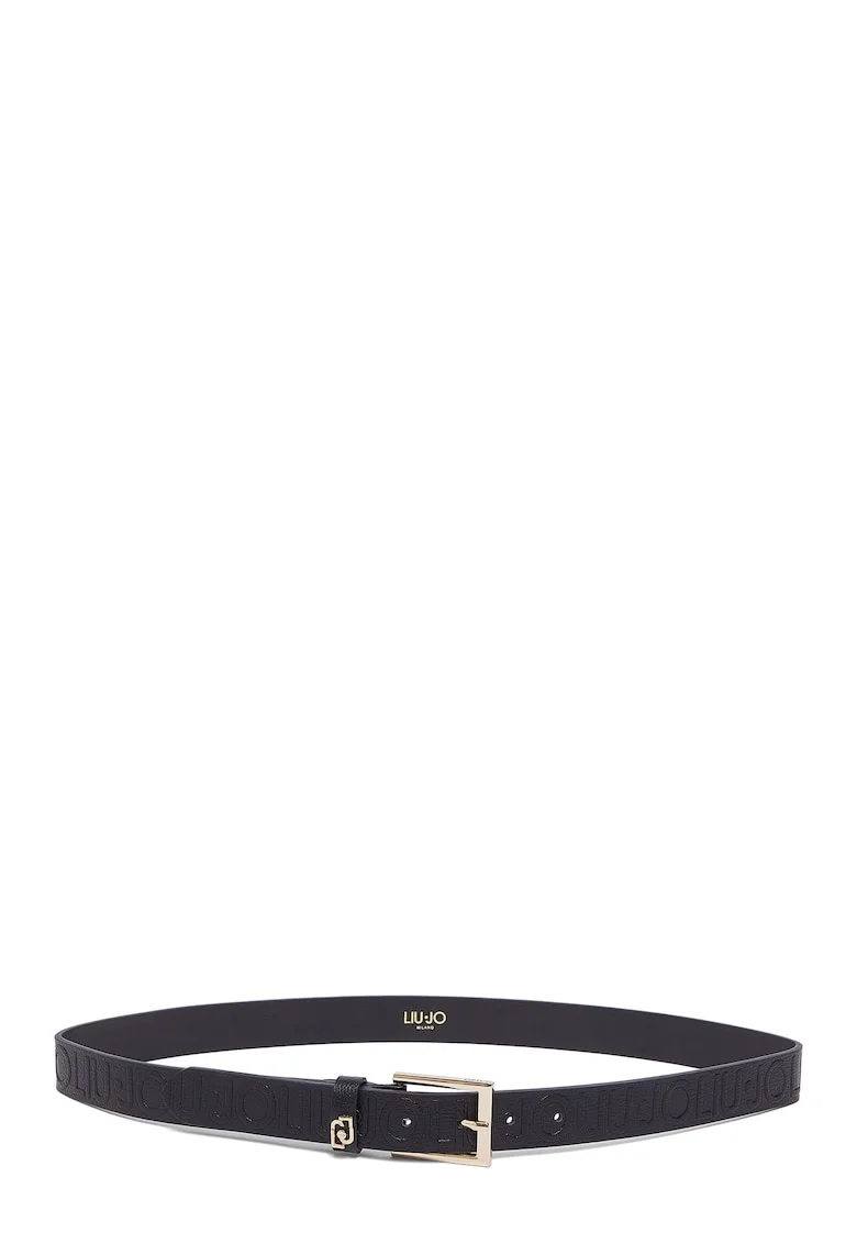 Curea de piele ecologica cu model logo, Negru