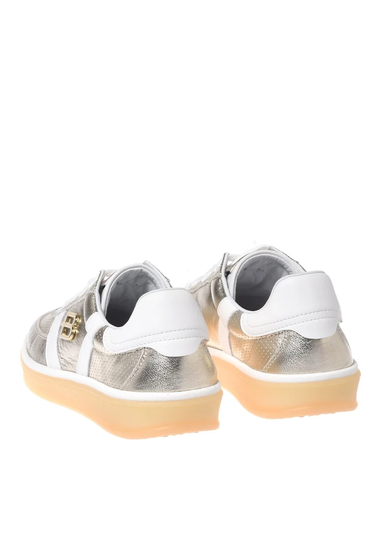 Pantofi sport din piele cu aspect metalic, Auriu