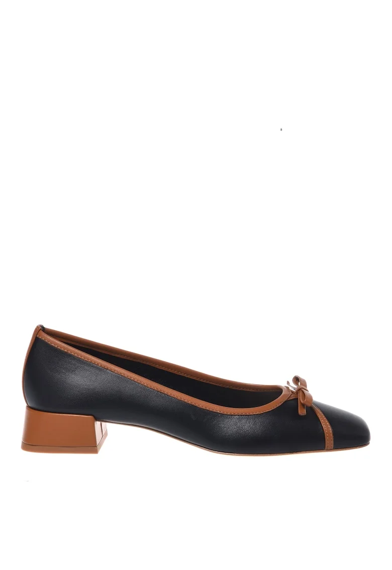 Pantofi din piele cu varf patrat, Negru