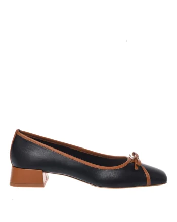 Pantofi din piele cu varf patrat, Negru