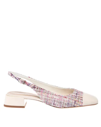 Pantofi slingback cu varf patrat, Violet/Alb murdar/Roz