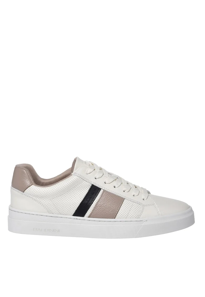 Pantofi sport low-cut de piele, Alb murdar