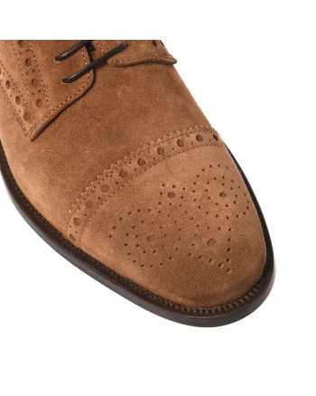 Pantofi brogue de piele intoarsa, Maro