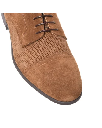 Pantofi brogue de piele intoarsa, Maro