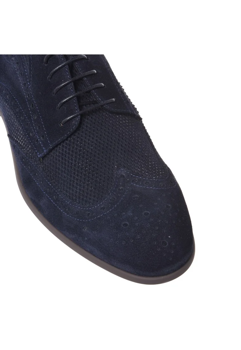 Pantofi brogue de piele intoarsa, Albastru