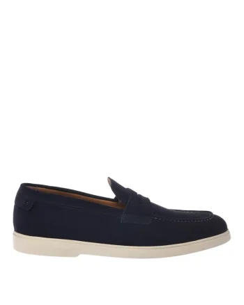 Pantofi loafer de piele intoarsa cu logo, Albastru