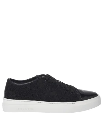 Pantofi sport de piele cu garnituri lacuite, Negru
