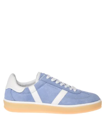 Pantofi sport low-cut de piele si piele intoarsa, Albastru