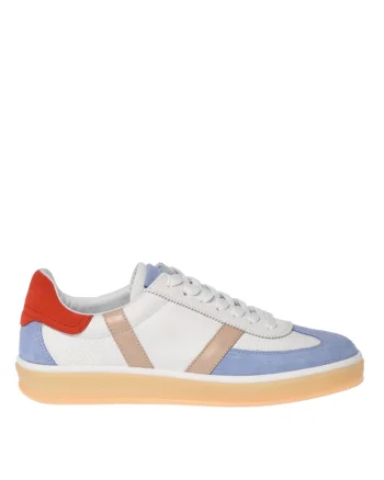 Pantofi sport cu model colorblock si material exterior de piele intoarsa, Albastru