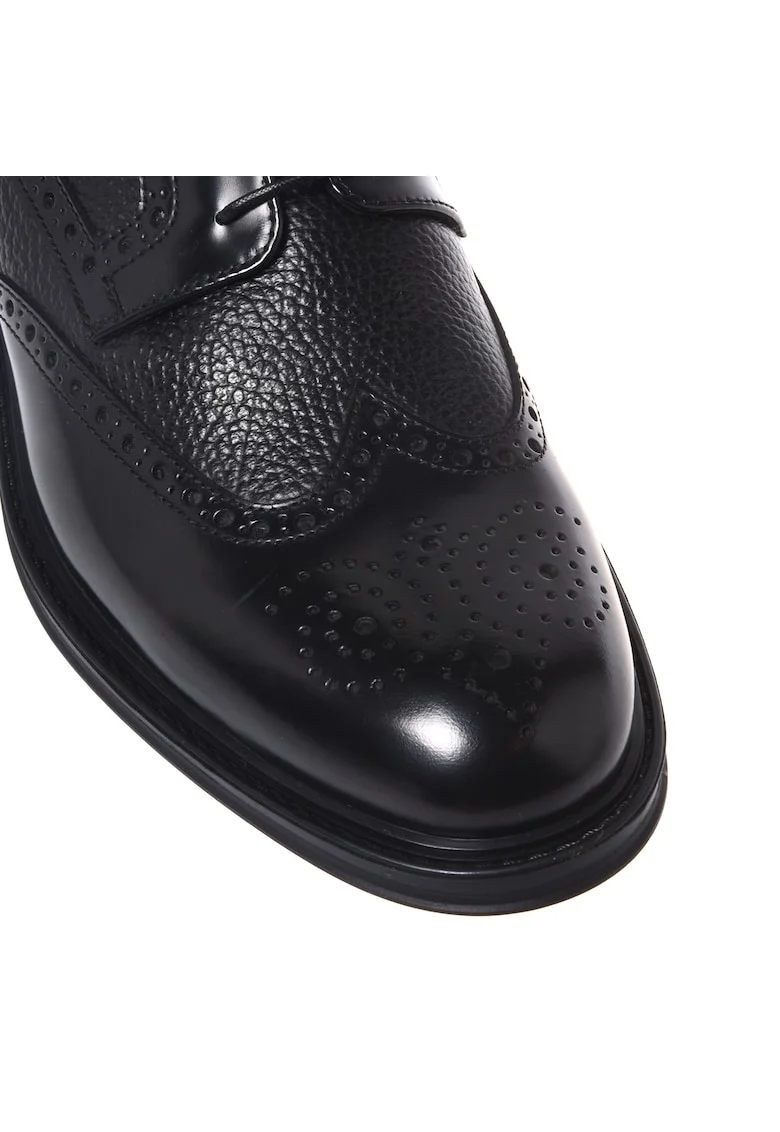 Pantofi din piele cu sireturi, Negru