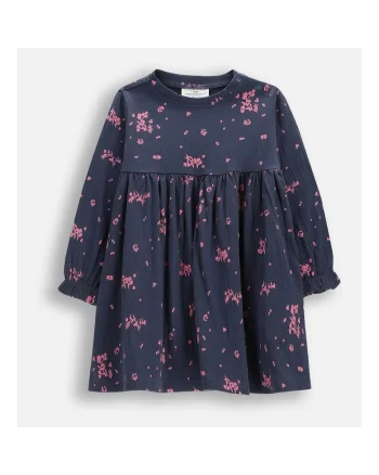 Rochie  bleumarin cu motiv floral, bumbac, pentru fete, Bleumarin