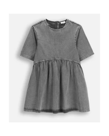 Rochie  din denim maneci scurte, pentru fete, Gri