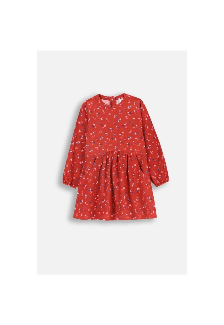 Rochie evazata cu buzunare, Rosu