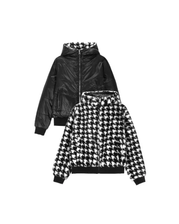 Jacheta bomber reversibila fete,  poliester, impermeabila, alb/negru,