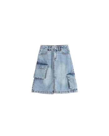 Fusta  bumbac, pentru fete, stil modern, albastru