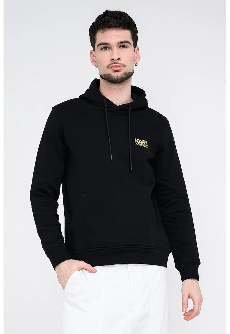 Hanorac din bumbac cu detaliu logo, Negru