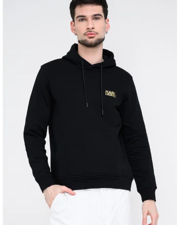 Hanorac din bumbac cu detaliu logo, Negru