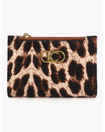 Portofel pliabil cu model animal print, Maro