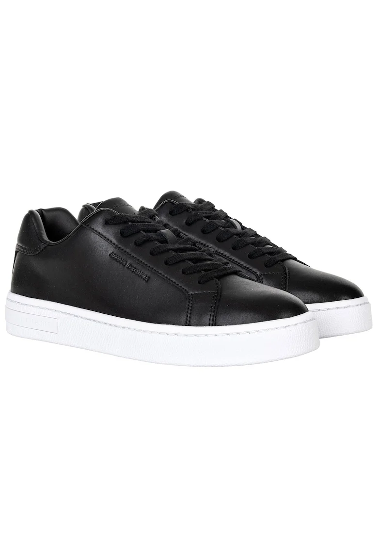 Pantofi sport low-cut de piele cu siret, Negru