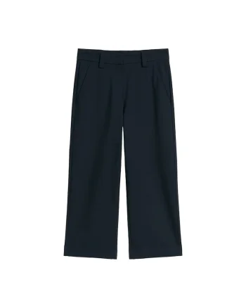 Pantaloni ampli cu talie medie, Albastru inchis