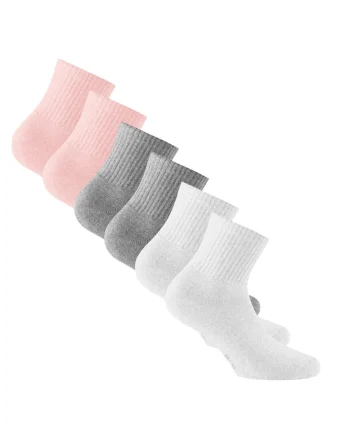 Set de sosete unisex din amestec de bumbac - 6 perechi, Alb/Gri/Roz