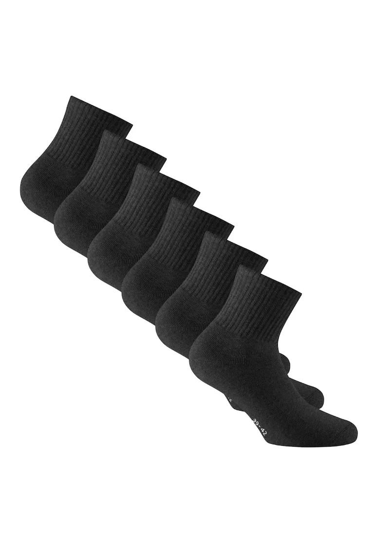 Set de sosete unisex din amestec de bumbac - 6 perechi, Negru