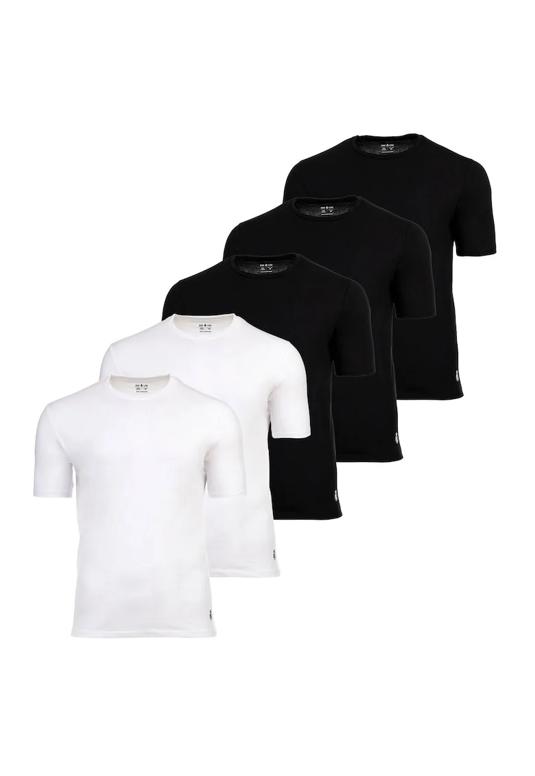 Set de tricou de casa - 5 piese, Alb/Negru