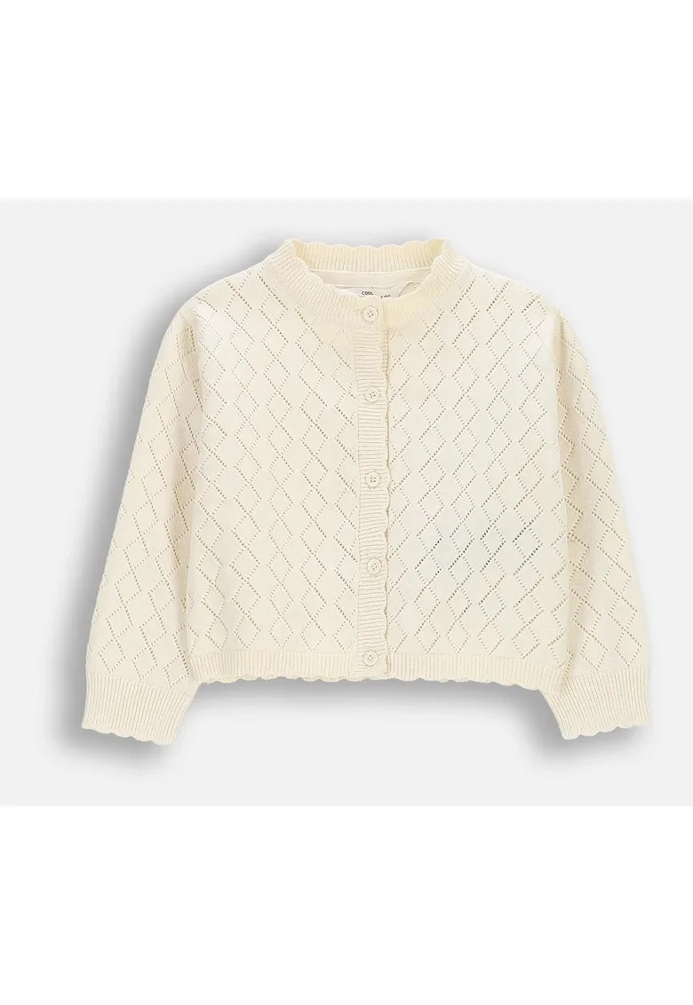 Cardigan  ajurat, ecru, Ecru