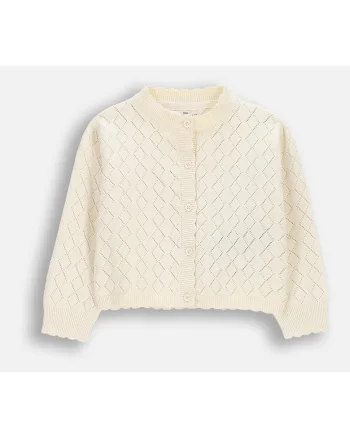 Cardigan  ajurat, ecru, Ecru