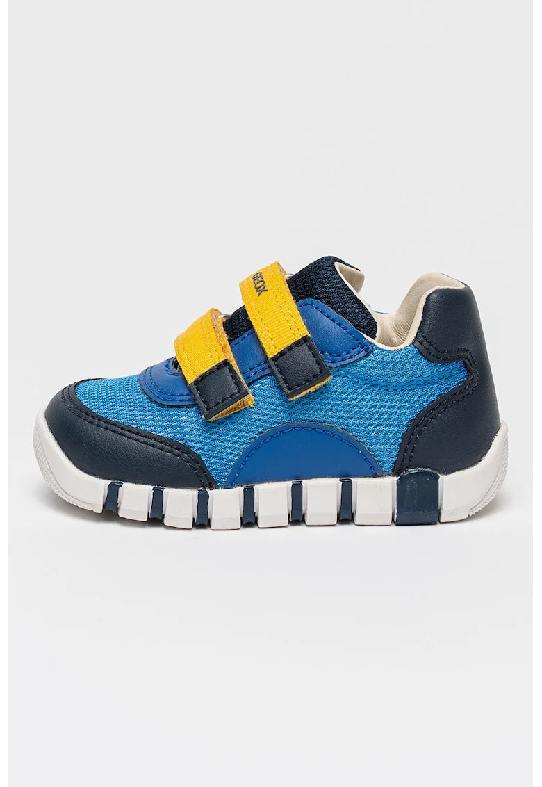 Pantofi sport Iupidoo cu velcro si garnituri de piele ecologica, Albastru inchis/Alb optic/Bleumarin