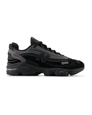 Pantofi sport unisex 1000 din plasa cu garnituri din piele ecologica, Negru