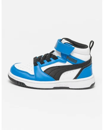 Pantofi sport mid-cut cu velcro Rebound V6, Alb/Negru/Albastru royal