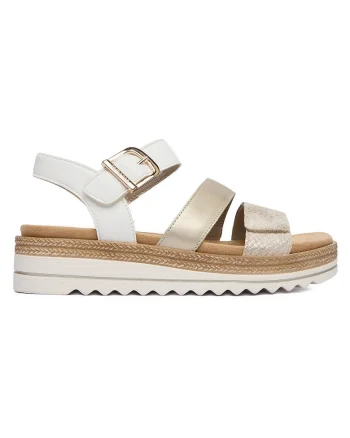 Sandale dama  auriu, piele ecologica, inchidere velcro, material interior textil,