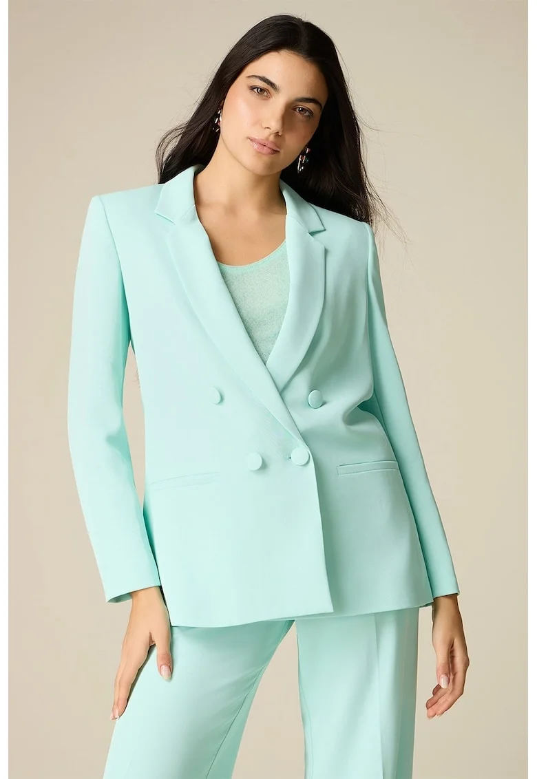 Sacou relaxed fit cu doua randuri de nasturi, Albastru aquamarin