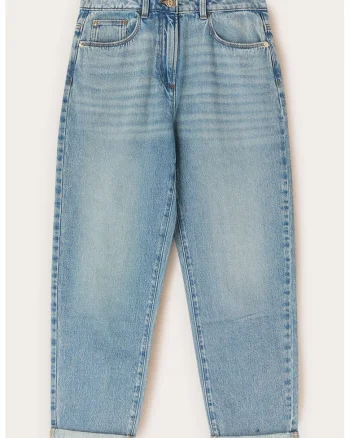 Blugi boyfriend crop, Albastru prafuit