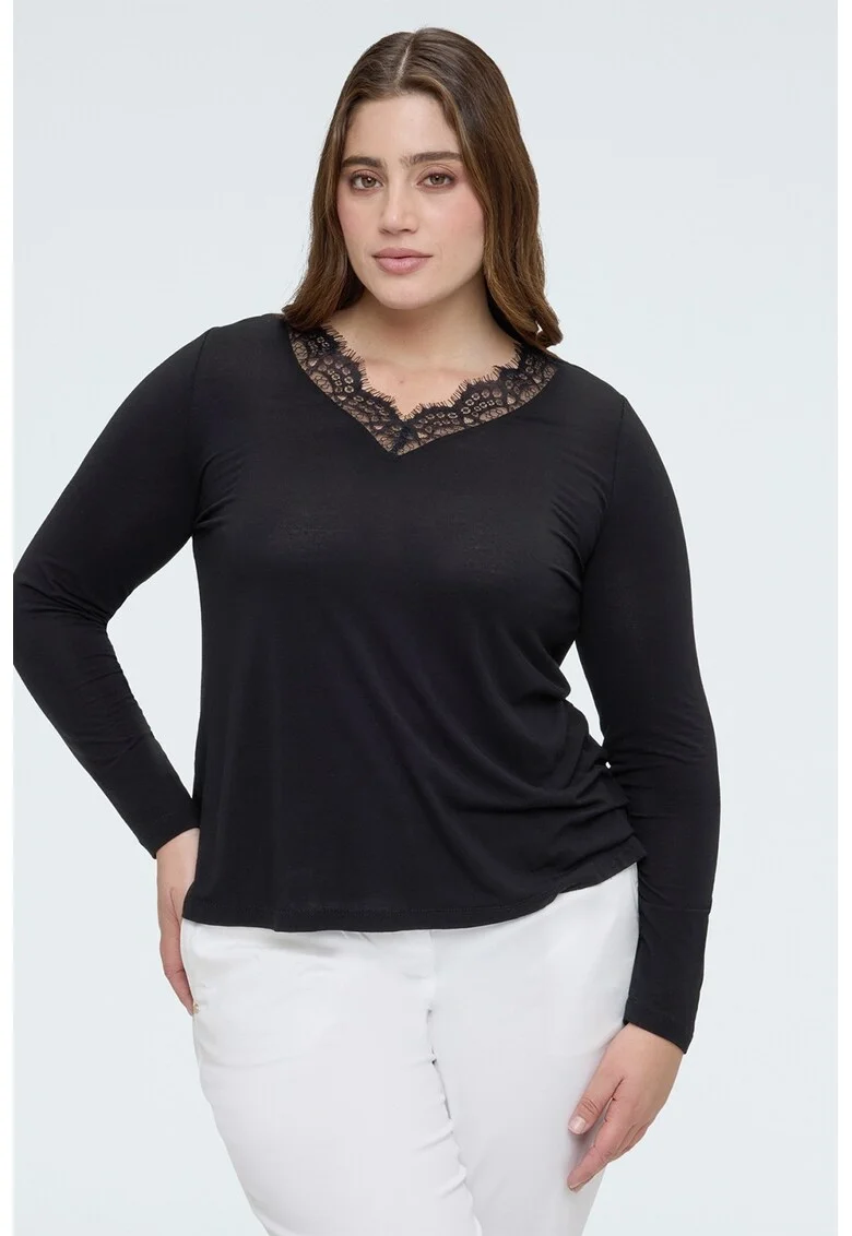 Bluza uni cu decolteu in V, Negru