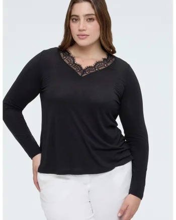 Bluza uni cu decolteu in V, Negru