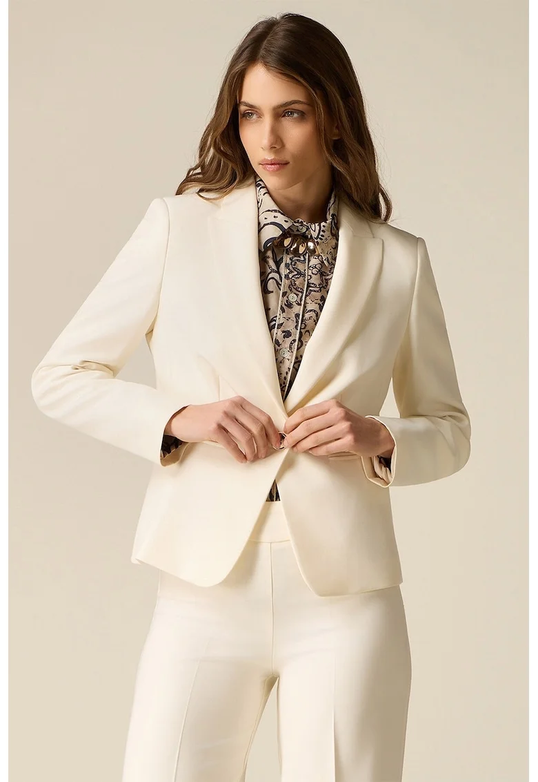 Sacou slim-fit cu model uni, Crem