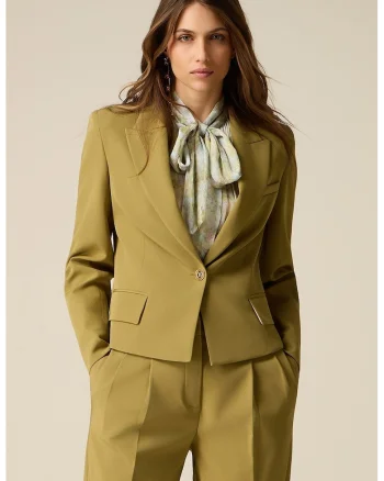 Sacou slim-fit cu model uni, Verde sparanghel