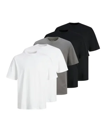 Set de tricouri din bumbac cu croiala lejera Hugo - 5 piese, Alb/Negru/Gri