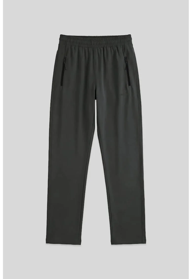 Pantaloni sport,  croiala dreapta, verde padure, poliester-elastan,