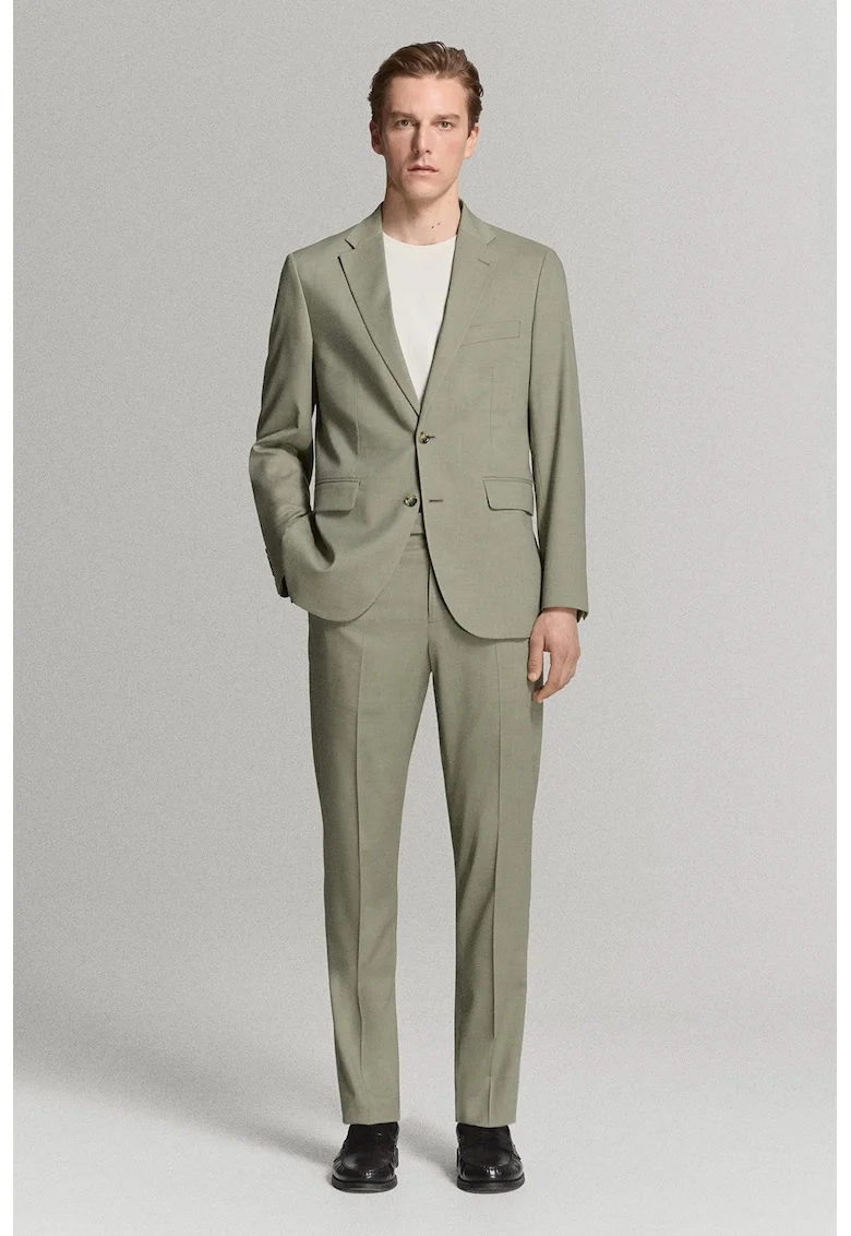 Pantaloni slim-fit cu pliuri Milan, Verde fistic