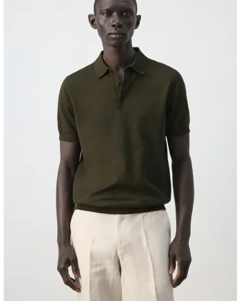 Tricou polo din bumbac, Verde padure