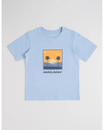 Tricou din bumbac cu decolteu la baza gatului si imprimeu, Portocaliu/Albastru ultramarin/Albastru lavanda