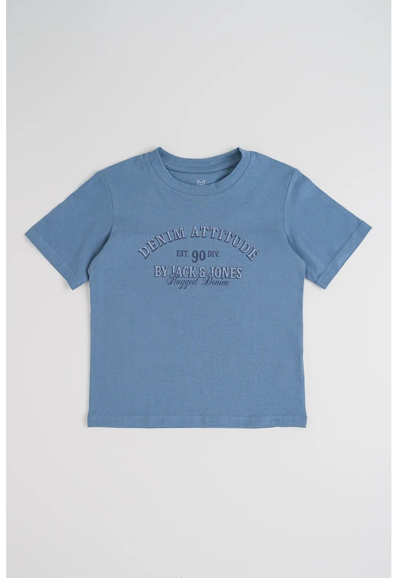 Tricou din bumbac organic cu imprimeu logo, Albastru prafuit