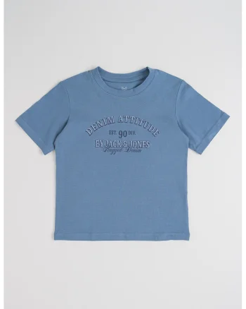 Tricou din bumbac organic cu imprimeu logo, Albastru prafuit
