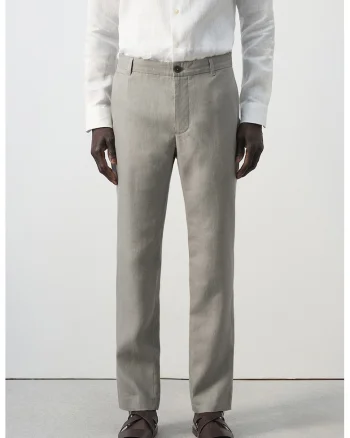 Pantaloni slim-fit din in, Gri