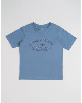 Tricou din bumbac organic cu imprimeu logo, Albastru ultramarin/Albastru prafuit
