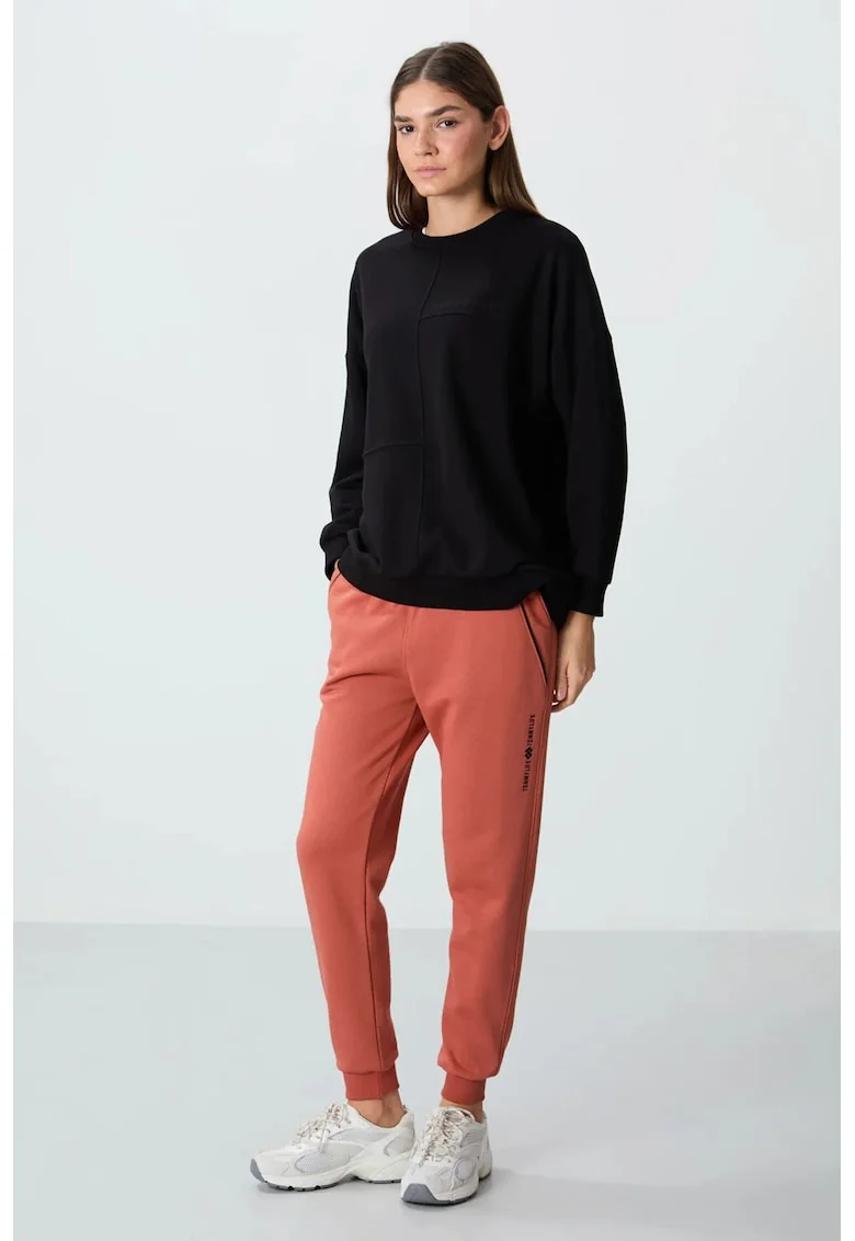 Pantaloni sport dama,  Pantaloni de trening, buzunar, rosu caramiziu, amestec de bumbac